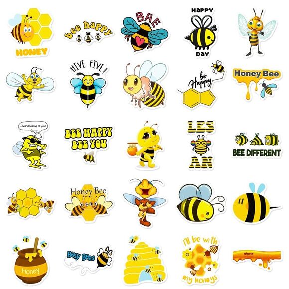 (50 pcs) Honey Bee Stickers Vinyl Stickers for Laptop Water Bottle Scrap… - Picture 3 of 8